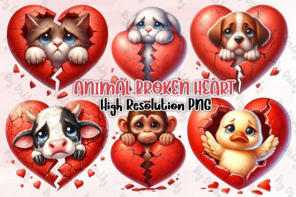 Animal Broken Heart Sublimation Clipart: Infusing Emotion into Your Designs