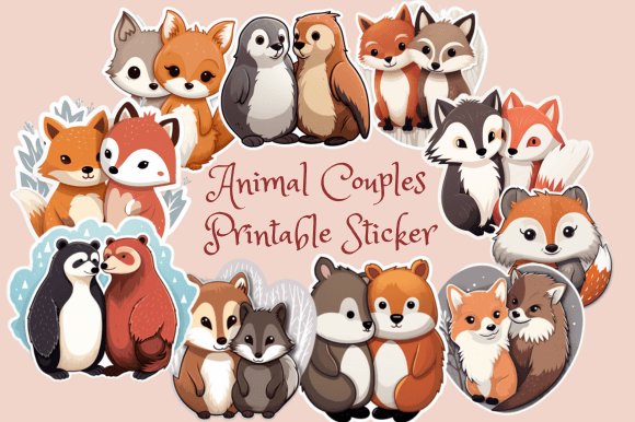 Animal Couples Printable Sticker: A Bundle of Charm