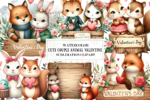 Cute Couple Animal Valentine Sublimation for Charming Creations