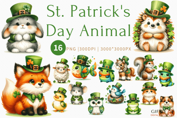 Cute St. Patrick's Day Animal Clipart for Festive Designs