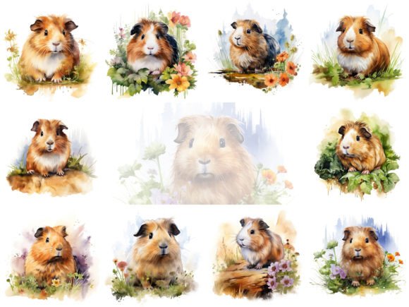 Guinea Pig Watercolor Clipart: A Designer's Delight