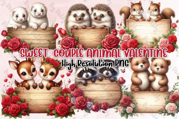 Infuse Charm: Sweet Couple Animal Valentine Clipart for Your Projects