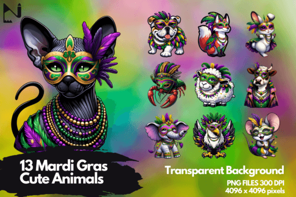 Mardi Gras Animal PNG: Vibrant Graphics for Creative Projects